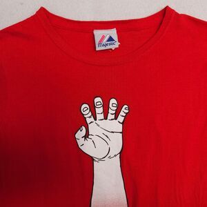 Texas Rangers Majestic Baseball Graphic T Shirt Womens Size Large L Red